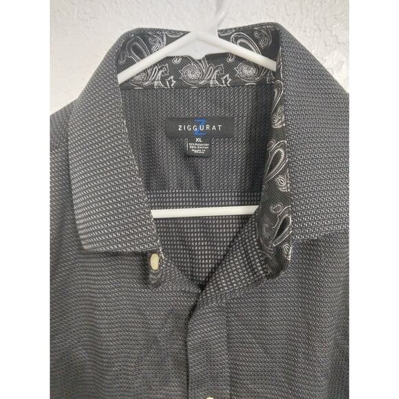 Ziggurat Mens Size XL Black & Gray Long Sleeve Button Up Dress Shirt - Picture 3 of 4